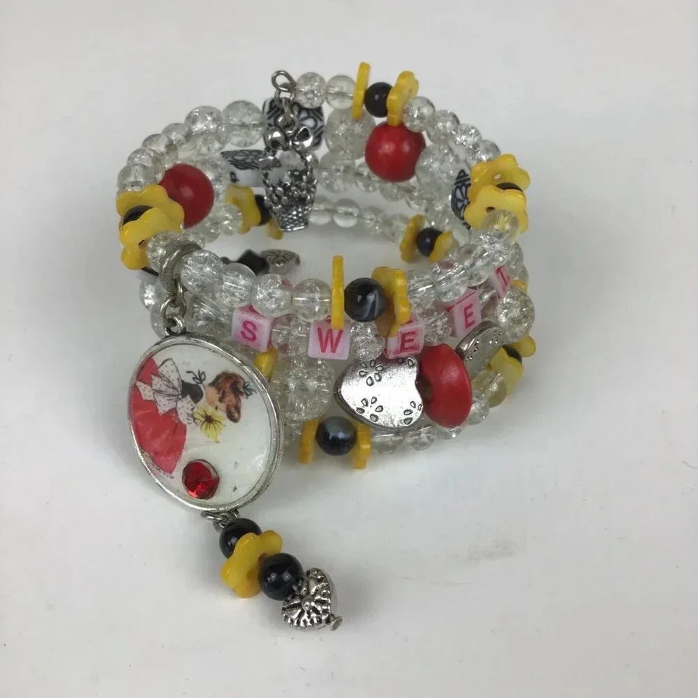 Dopamine Charm Bracelets Wrap Beaded Kawaii Pop Art Lolita Retro Kandy Jewelry - Picture 5 of 10